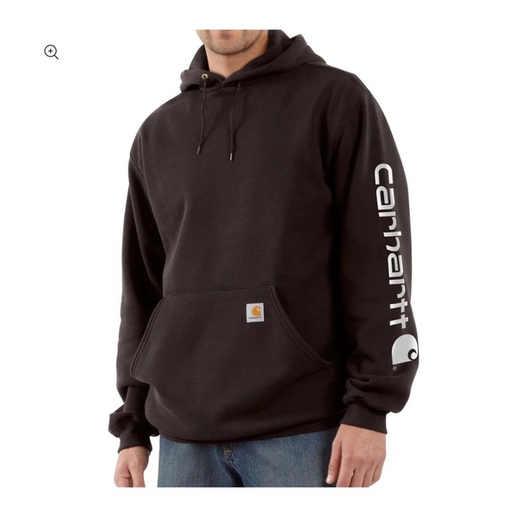 Carhartt Mens Loose Fit Logo Sleeve Black Graphic Hoodie, Small - Picture 2 of 7